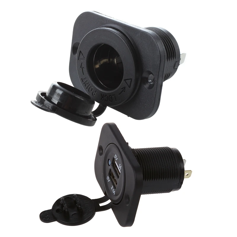 

2 розетки питания 12 В, встраиваемый прикуриватель для автомобиля, мотоцикла, лодки и адаптер, 2 USB-порта, автомобильное зарядное устройство 12 ...