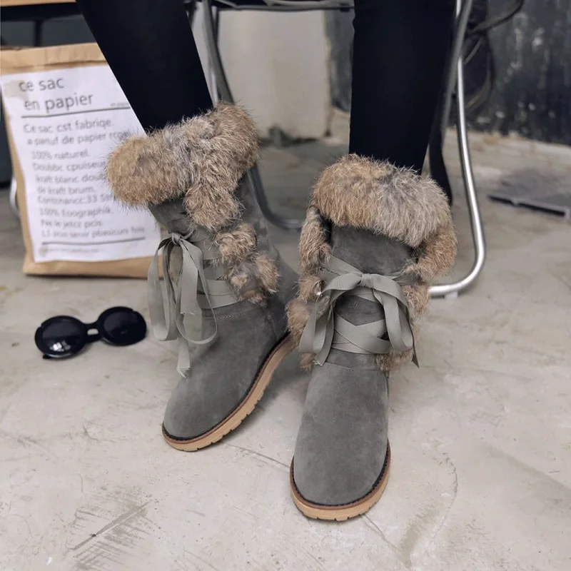 

Warm Boots Thick Bottom Comfortable Rabbit Hair Boots Winter Boots Cotton Boots Large Snow Boots Platform Boots Women Boots New