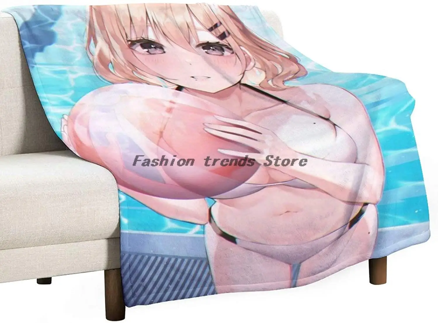 

3D Printed Blanket | Anime Nude Swimsuit Hinaki2 Cartoon Characters Blanket Quilt | Soft Plush Fleece Sherpa Throw Blanket