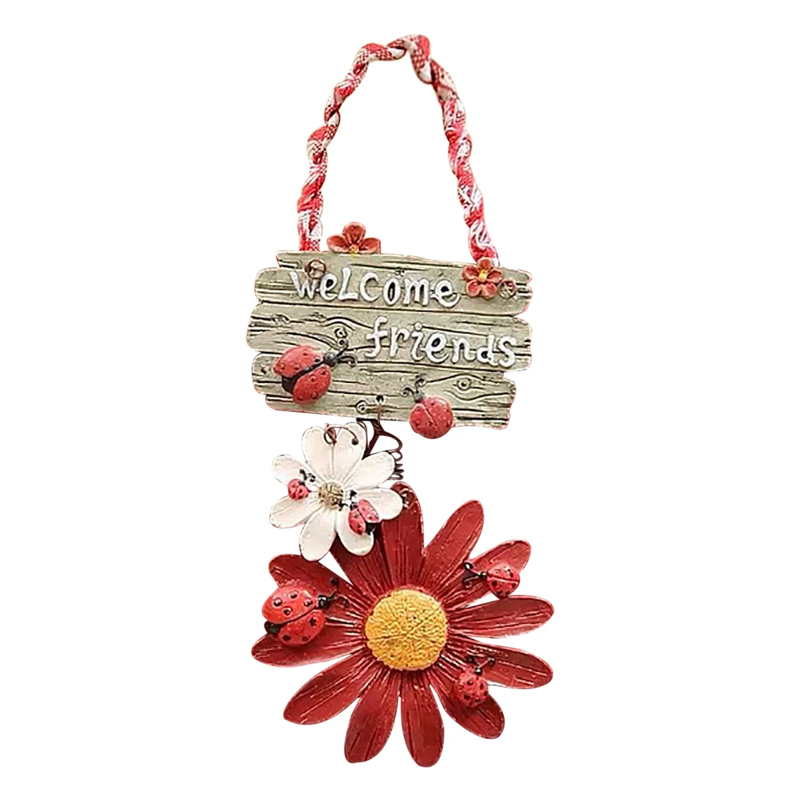 

Seven Star Ladybird Sunflower Welcome Card Door Decoration Home Warm Small Hanging Plaques Signs Garden Hanging Pendants