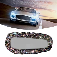 car rearview mirror cover decor bling diamond interior mirror accessories glitter rhinestone elastic auto rear view protector