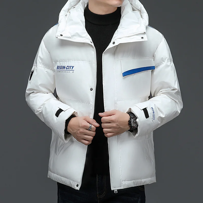 

Style Winter ded Jacket Men's Short Heat Storage Warm Windproof Thickened Casual Tide 90% White Down Coats Men