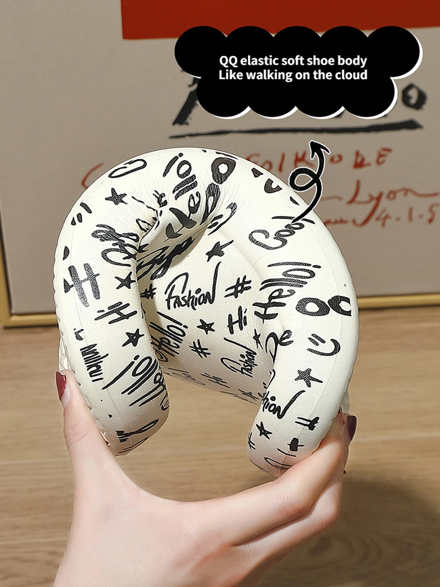 Home House Print Slippers Platform Cloud Woman Summer Beach Slides Indoor Soft Sole Non Slip Eva Sandals Men Male Flip Flops