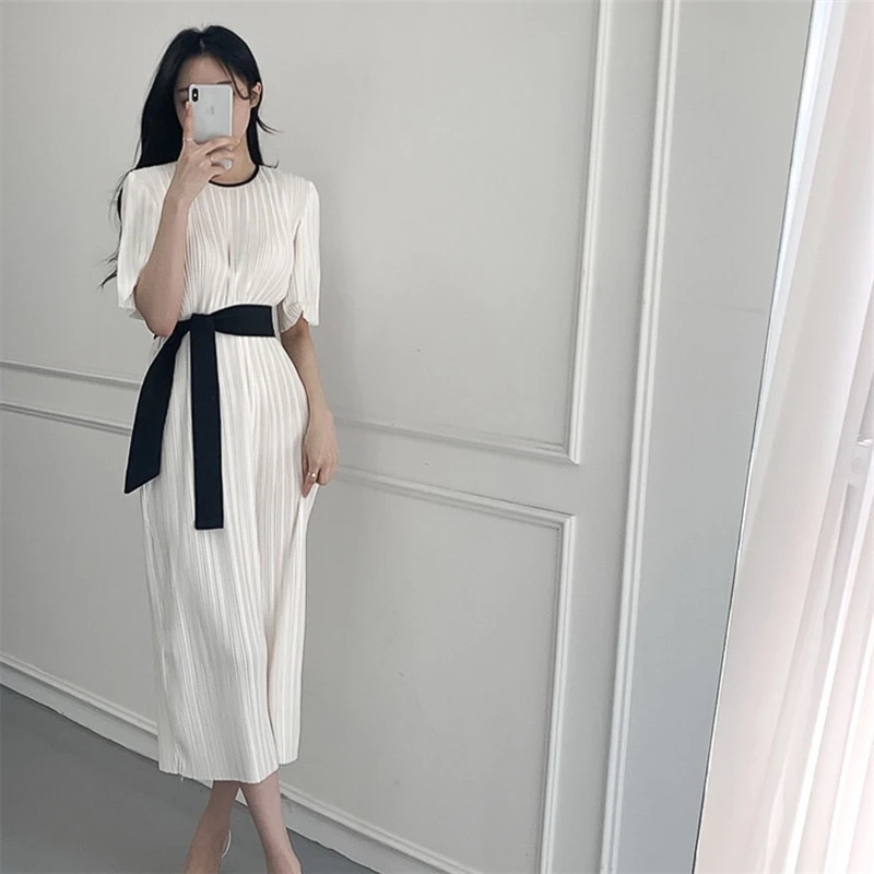 

French elegant dress women's summer 2022 new short sleeved long dress