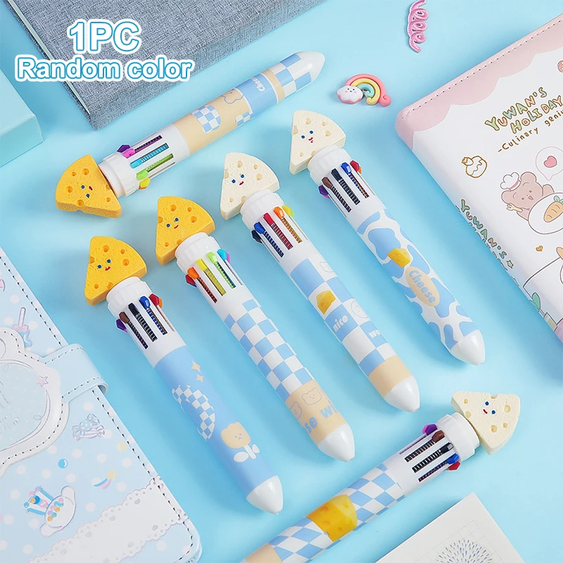 

Cartoon Sea Salt Cheese Ten Color Ball Pen Retractable Ballpoint Multicolored School Office writing Supplies Stationery Gift