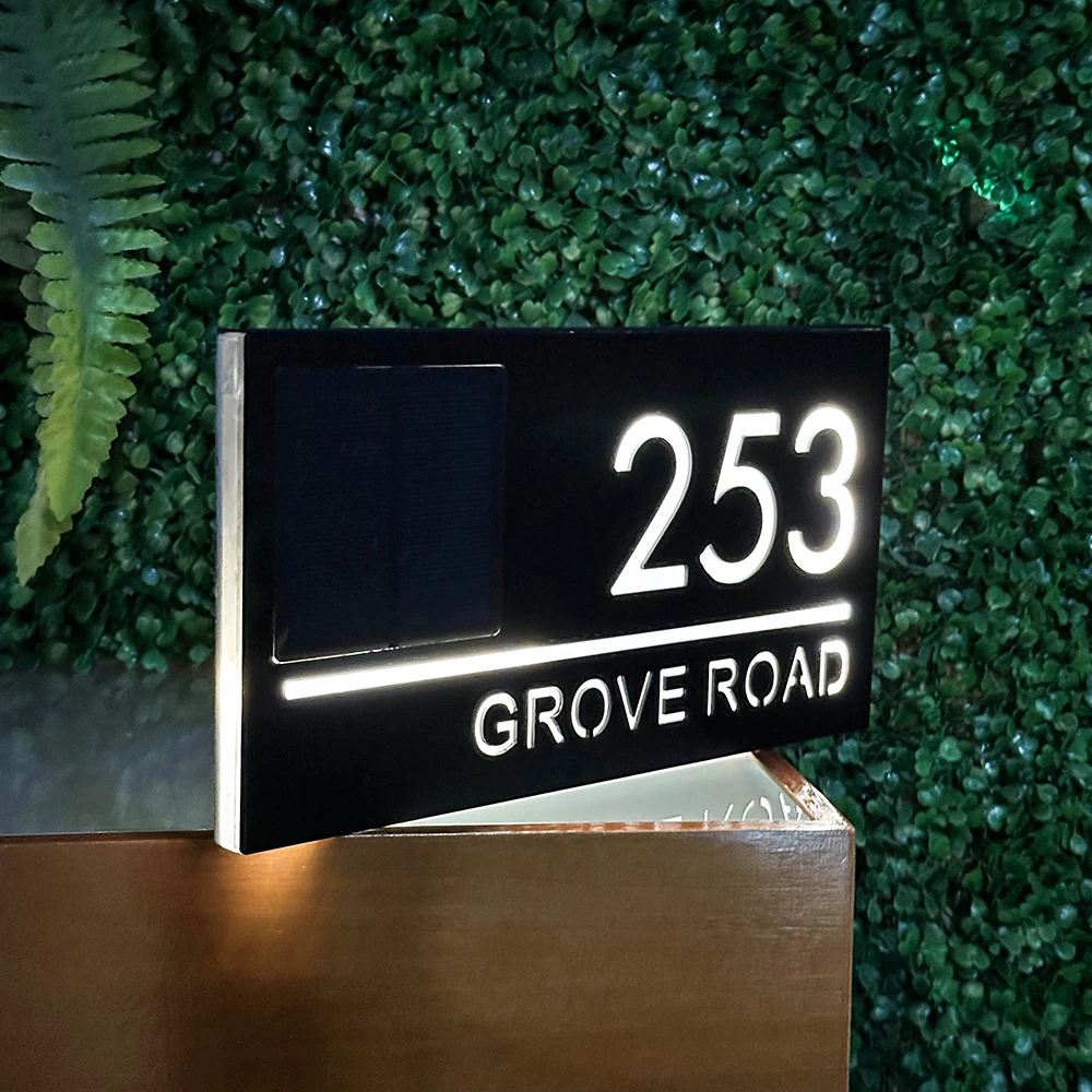 Персонализированный светодиодный солнечный внешний номер дома уличная