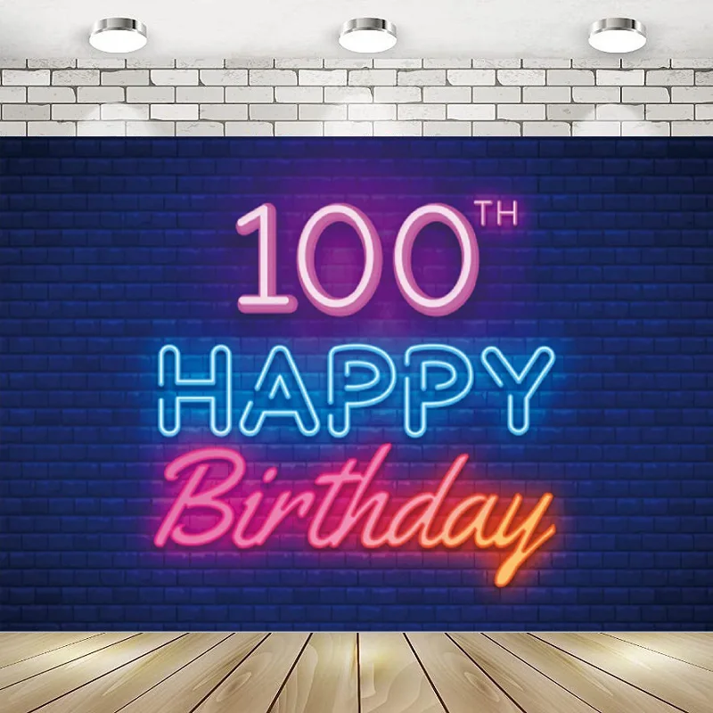 

Неоновый фон для фотосъемки с изображением дня рождения 100 лет