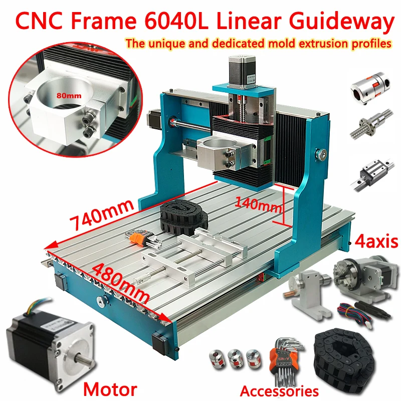 LY CNC рама 6040L линейный направляющий для DIY деревообработки металла гравер гравировка сверление гравировки фрезерный станок 3/4 оси с двигателем