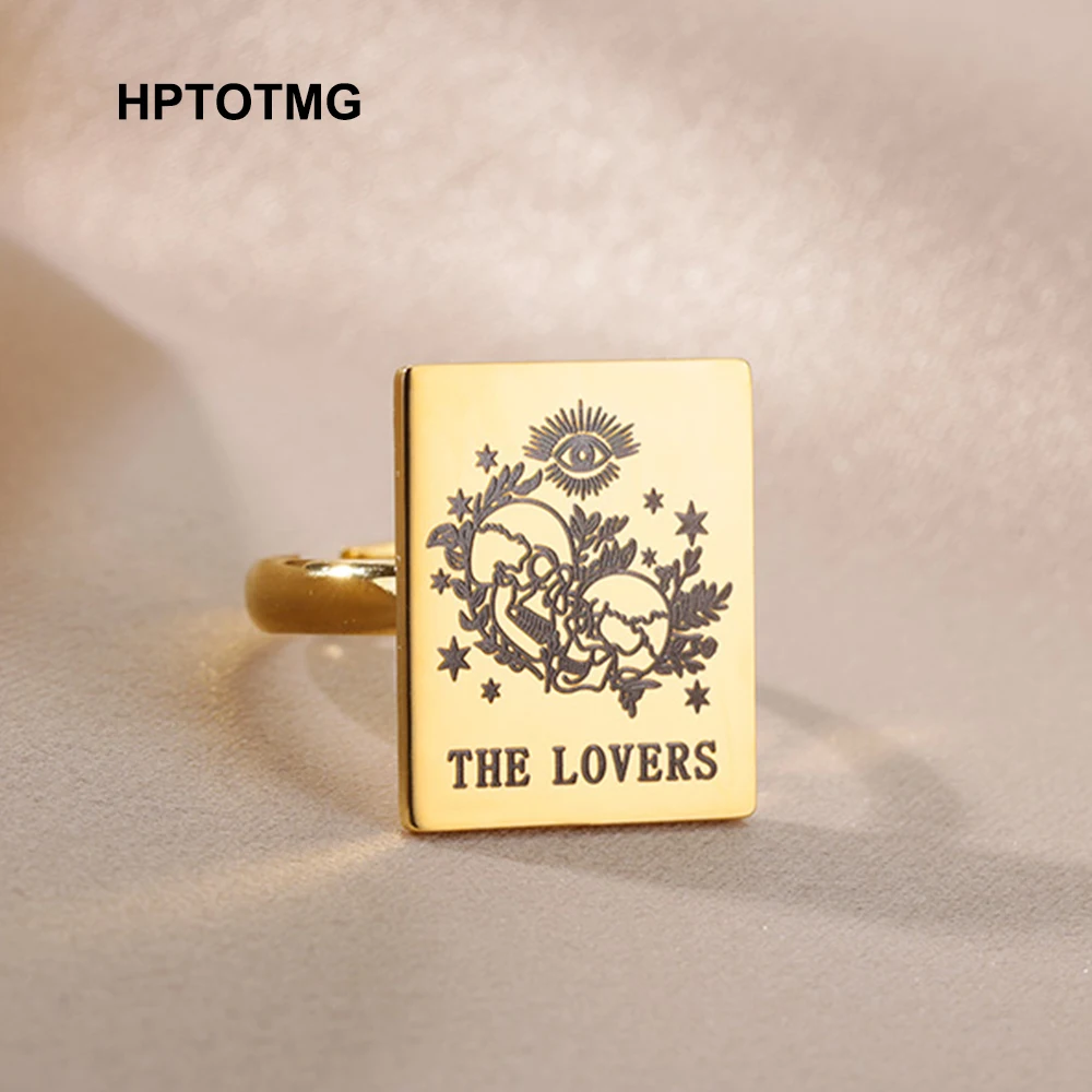 Винтажные открытки Таро бриллиантовые кольца из нержавеющей стали в стиле Панк