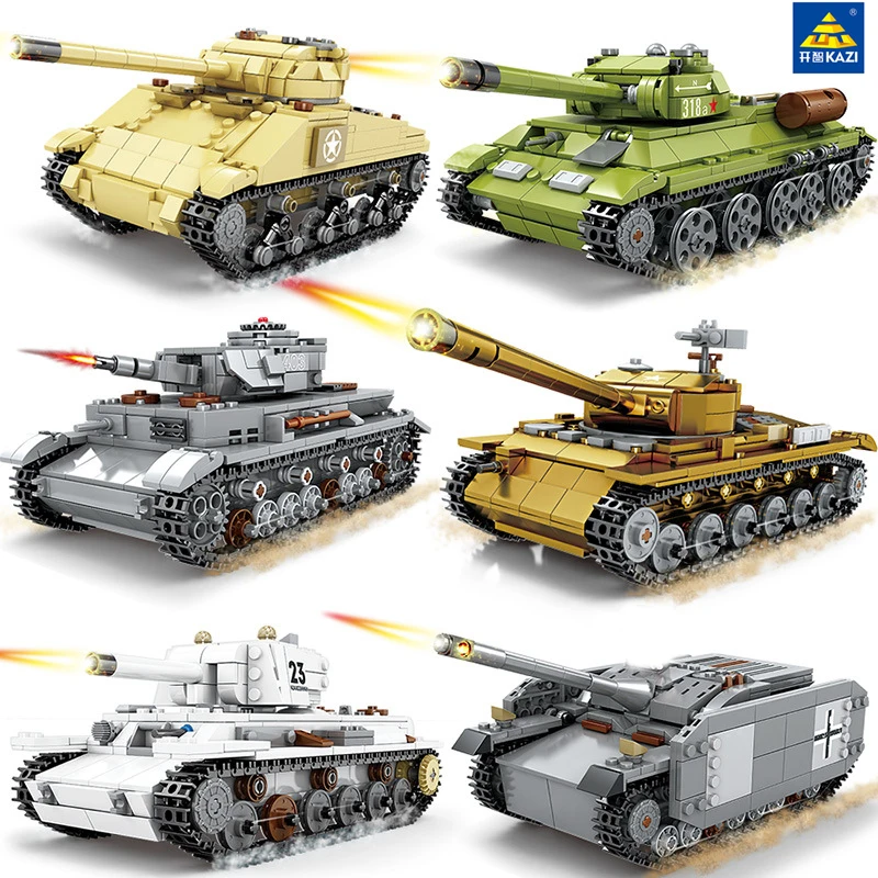 

KAZI новый набор военного танка ww2 Германия США T34 модель строительные блоки наборы армия мировая война 2 1 i ii panzer бронированные игрушки