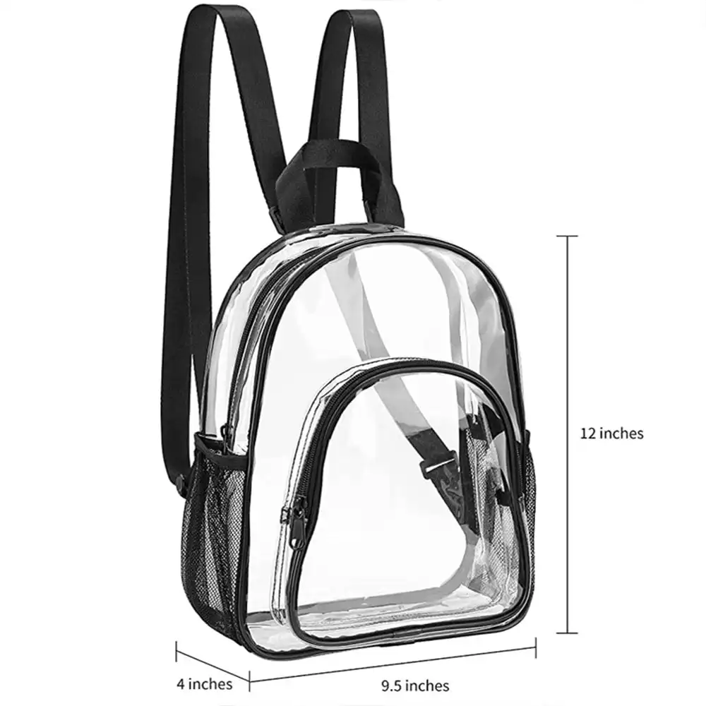 Mini Clear Backpack Heavy Duty Stadium Approved PVC Transparent Backpacks for Kids Small Clear Backpack with Reinforced Strap fo