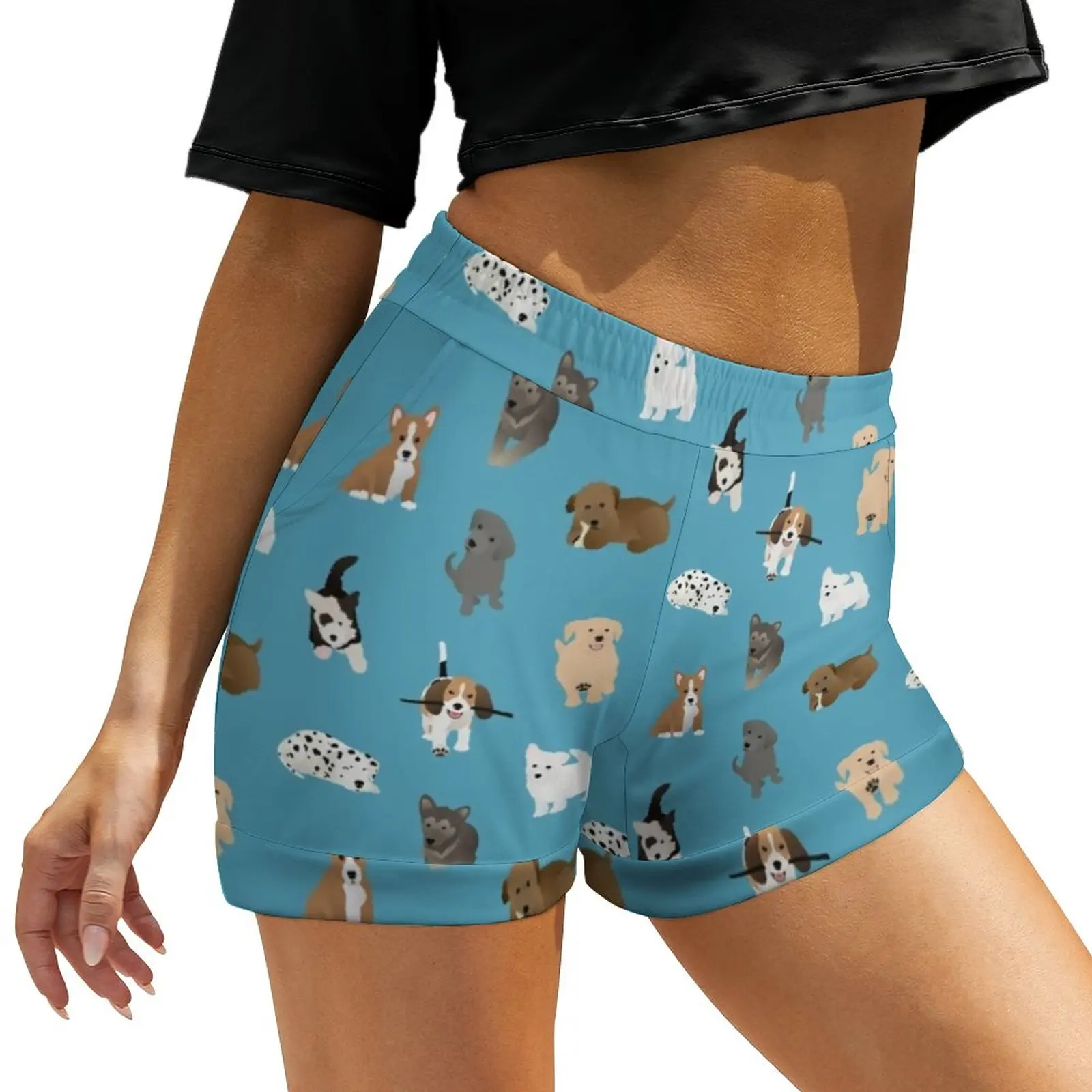 

Cute Dalmatian Print Shorts Colorful Puppies Beach Shorts Printed Short Pants Summer Casual Bottoms Big Size 2XL 3XL