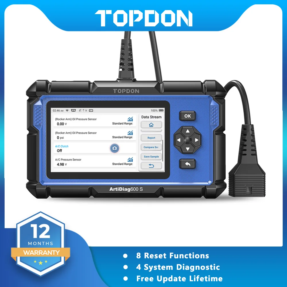 

TOPDON ArtiDiag600S OBD2 Scanner Car Diagnostic Tool Automotive ABS SRS TPMS Engine Test Auto Repair Mechanical Workshop Tool