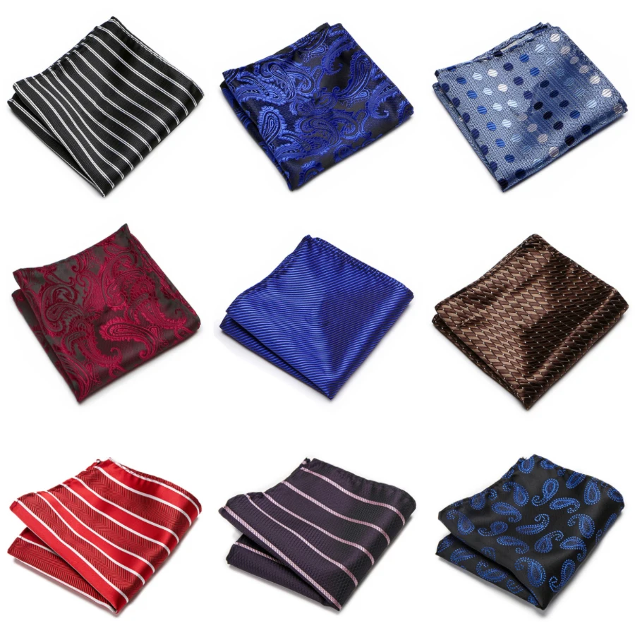 Fazzoletto Da Taschino Da Uomo Bello Tessuto Fatto A Mano 100% Seta Stampato Hombre Accessori Per Camicie Azzurro