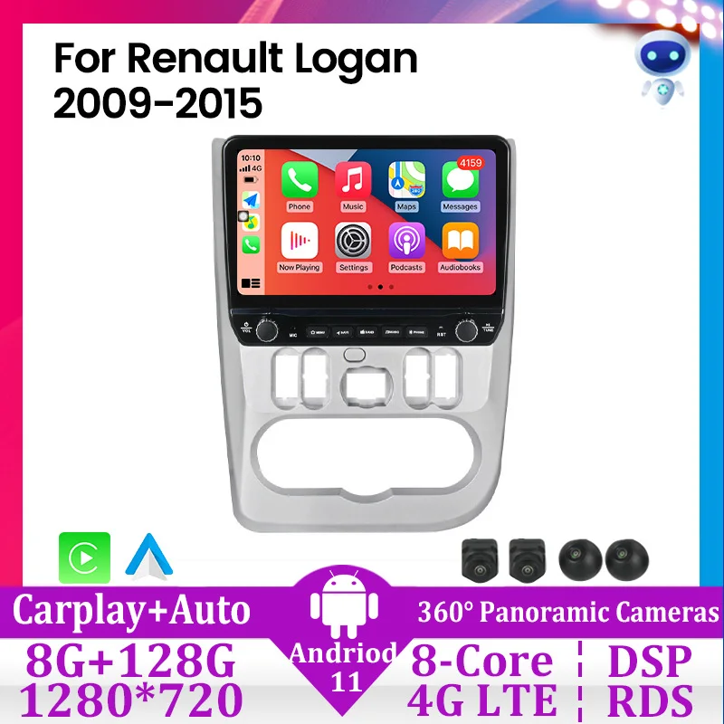Автомагнитола на Android 11 для Renault Logan 1 Sandero 2009-2015 Lada Largus Lergus 2012-2020 Dacia Duster 2010-2017