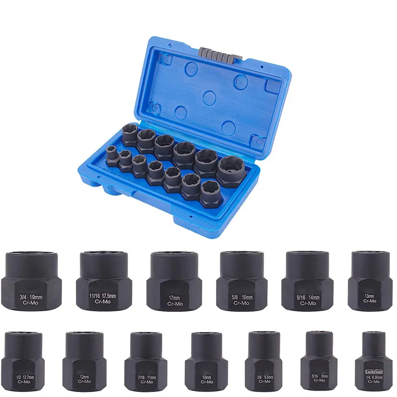 

13-Piece Impact Bolt Nut Remover Set Nut Extractor Socket Bolt Remover Tool Set