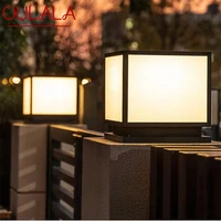 oulala outdoor solar vintage post lamp simple square pillar light waterproof modern led for home villa garden patio decor