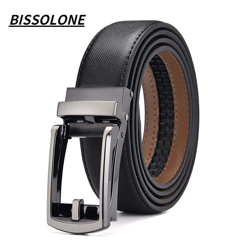 

BISSOLONE High Quality Men's Fashion Designer Click Buckle Belts Genuine Leather Belts Casual Business Belts For Men Leather