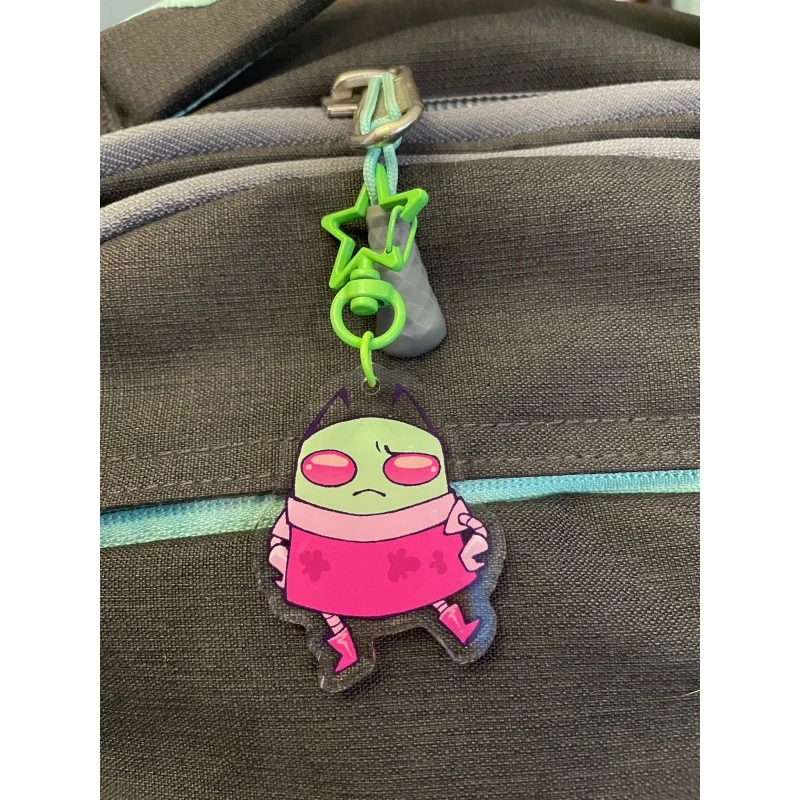 Фото Брелок акриловый Invader Zim Zim Dib Gaz 5 см, зеленый, с застежкой-звездой, мультяшный, для сумки, классический анимационный мерч, коллекционный подарок №3