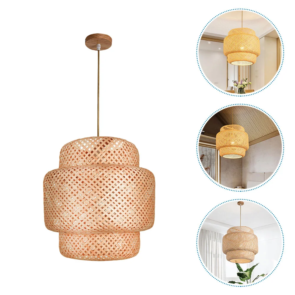 

Lamp Light Ceiling Pendant Shade Woven Hanging Rattanlampshade Fixture Cover Chandelier Lights Wicker Basket Lighting Lantern