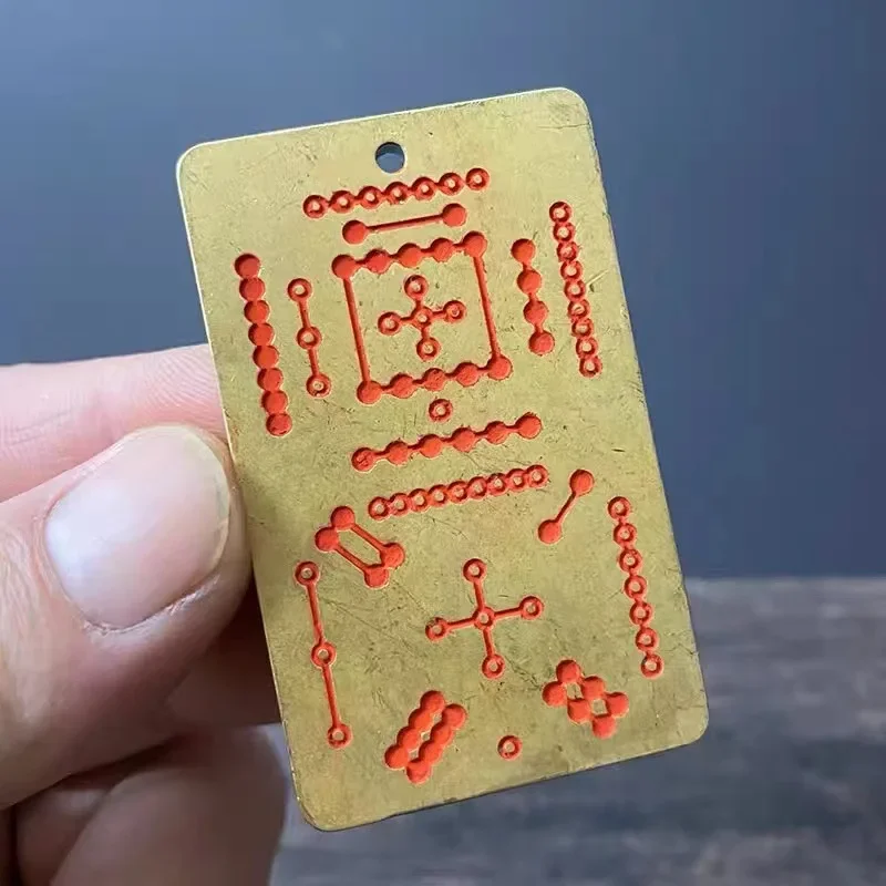 Латунный подвеска Cinnabar Hetu Luo Shu Бронзовый кулон Taoist восемь схем в форме аппетита