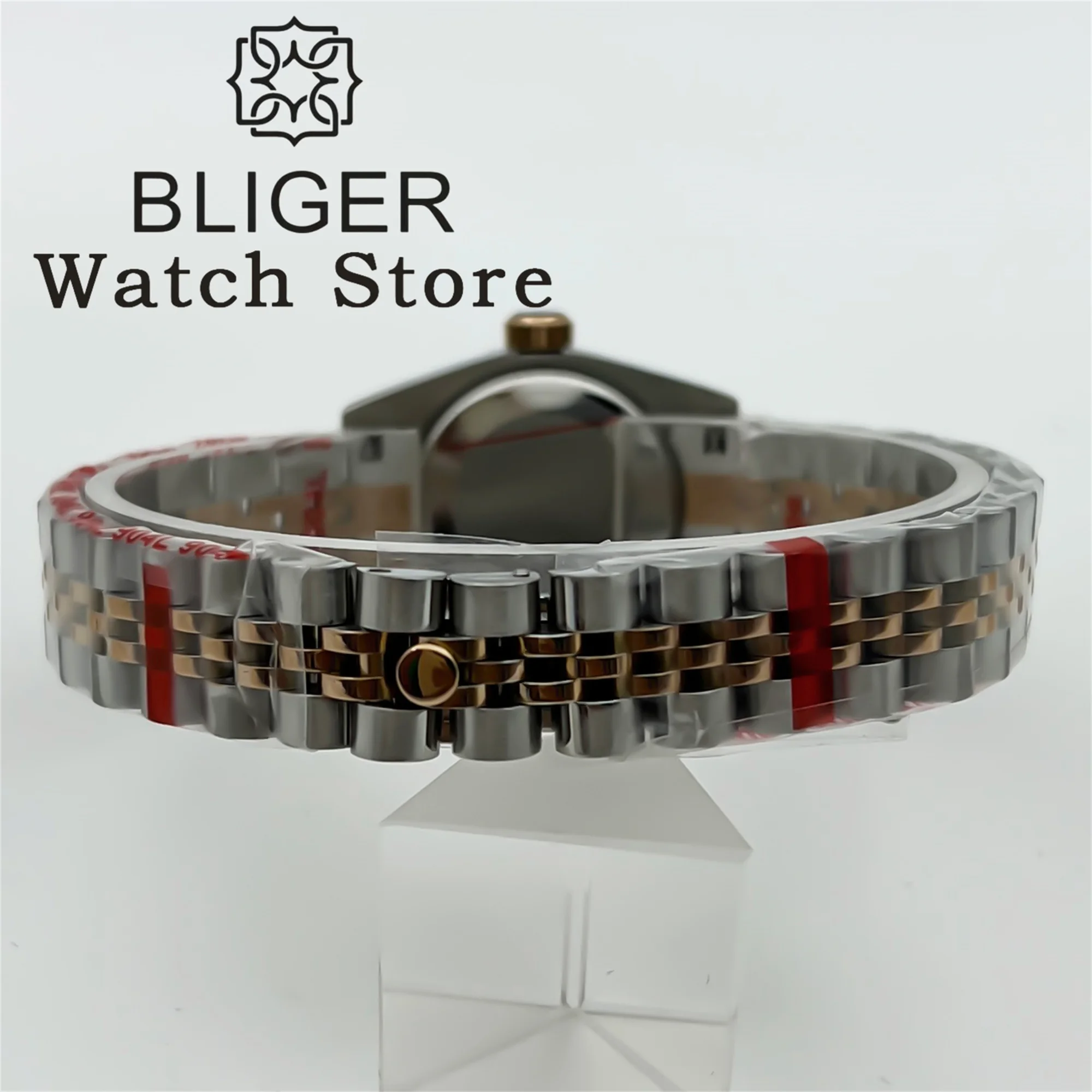 BLIGER 26 мм Серебряные механические часы из розового золота для женщин NH05 Механизм