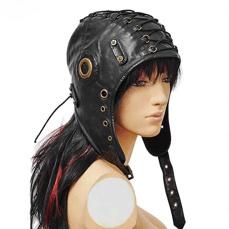 Шапка-ушанка кожаный армейский шлем-бомбер ветрозащитный унисекс для Хэллоуина