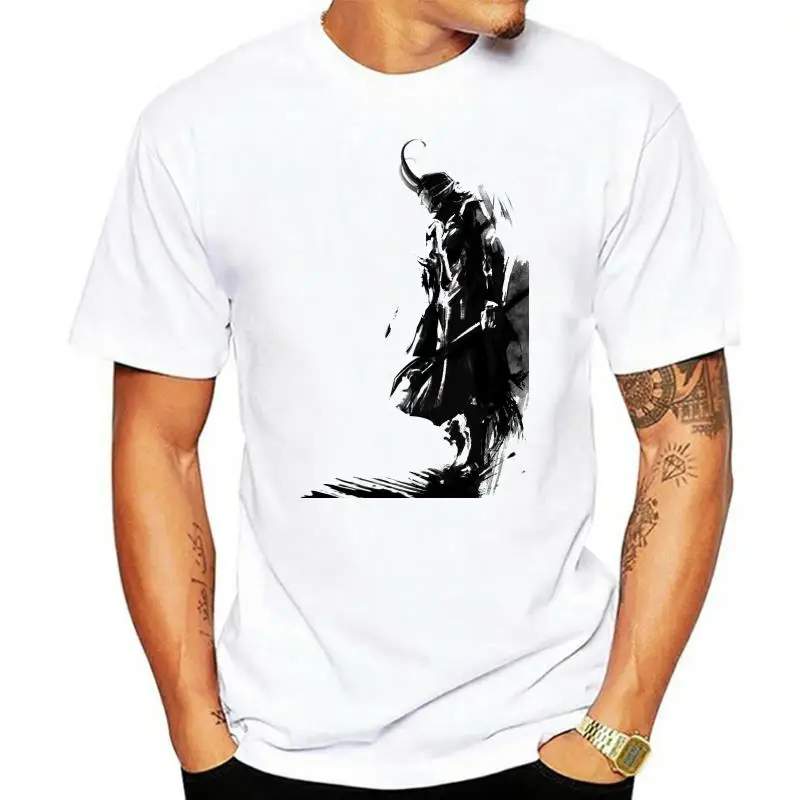 Футболка Loki Shadow White Мужская короткий топ хлопок Харадзюку на заказ