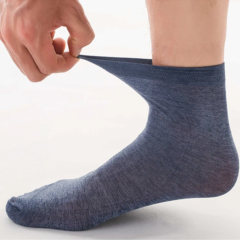 20PICS=10Pairs Men Bamboo Fiber Socks Summer Spring Sports Socks Sweat Absorption Deodorant Ultra-Thin Breathable Silk Long Sock