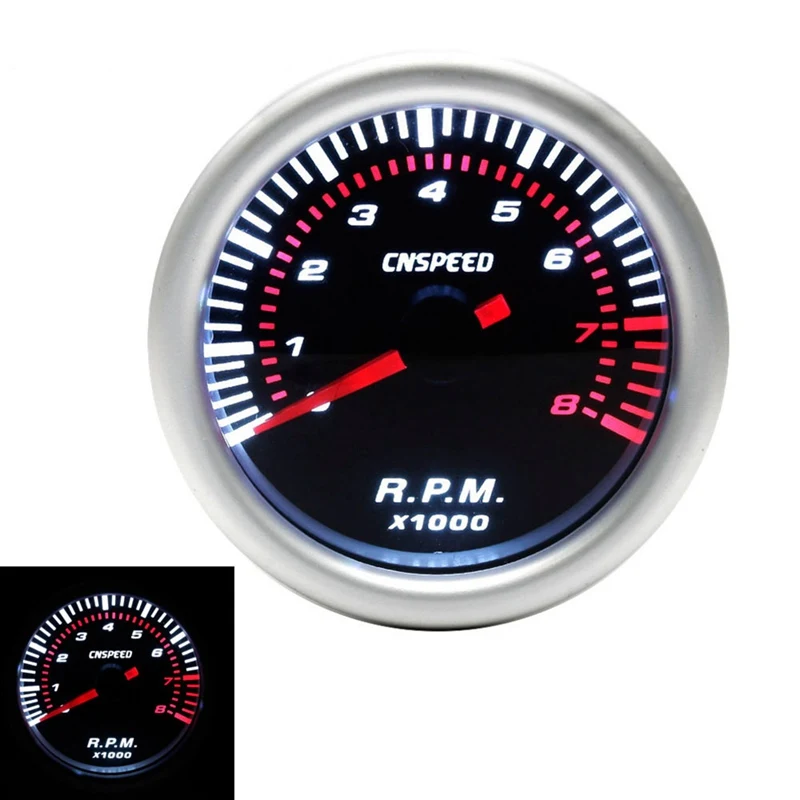 

Auto Car Tachometer Tacho Gauge 0~8000 RPM Meter 2" 52mm Universal Car Motor White Led Meter Pointer RPM 12V Gasoline