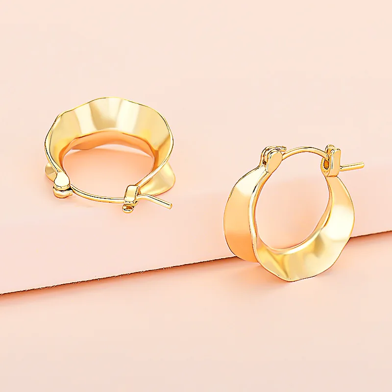 

New 2022 Designer Skirt Earring Clasp Concave And Irregular Gold Plated Earhook