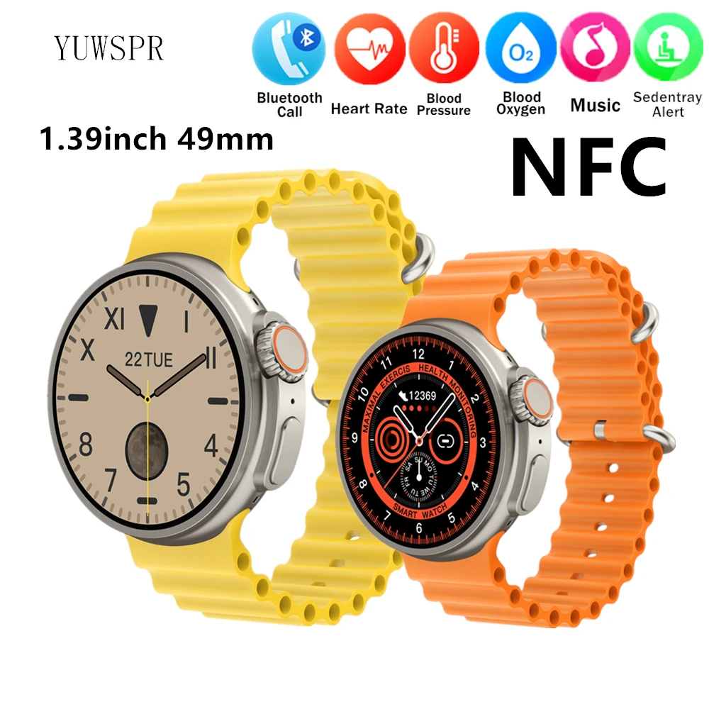 New NFC K9 Smart Watch for Men Women Round Wireless Charging Make Calls Fitness Tracker Fashion Sports Watch for Android IOS