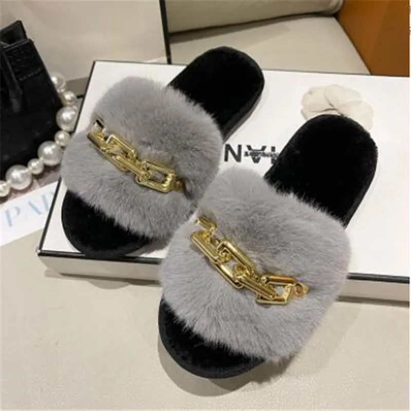 Женские домашние тапочки с цепочкой однотонные Нескользящие шлепанцы открытым