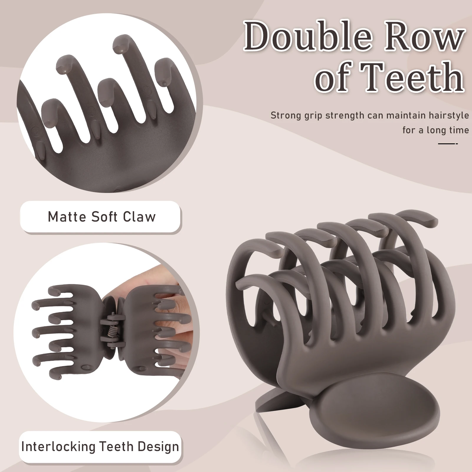Зажимы для волос женские прямоугольные зажимы с матовым резиновым покрытием 3