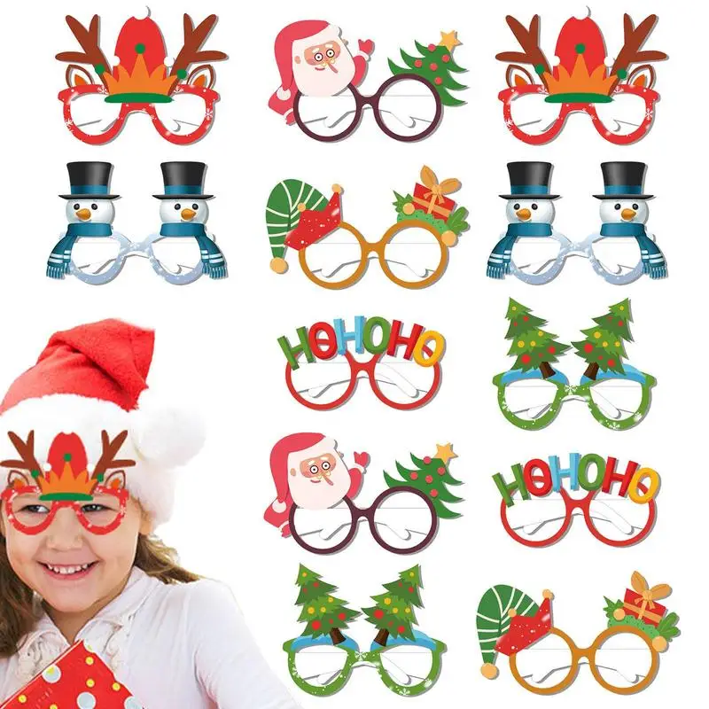 

Merry Christmas Glasses Frames Christmas Costume Glasses Frame Set Christmas Penguins Tree Santa Hat Snowman Elk Antlers Glasses