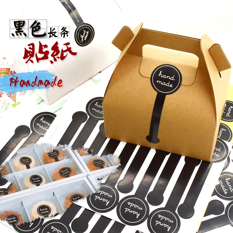

Long Strip Labels Handmade Kraft Paper Packaging Sticker for Candy Dragee Bag Gift Box Packing Bag Wedding Thanks Stickers