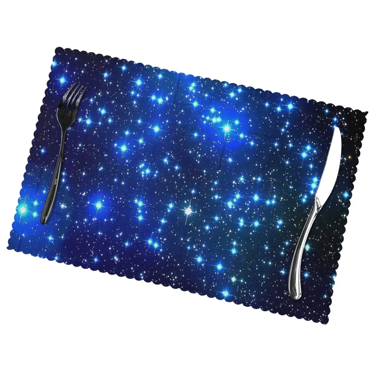 

Galaxy Stars Non-Slip Insulation Place Mats for Kitchen Dining Table Washable Placemats Bowl Coaster Cup Mat Set of 6