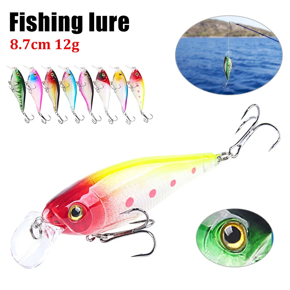 

8.7cm 12g Fishing Lure Crankbait Pike Bait Minnow Diving Wobblers Swimbait with 2 Trebles for Freshwater Fishing Accessories