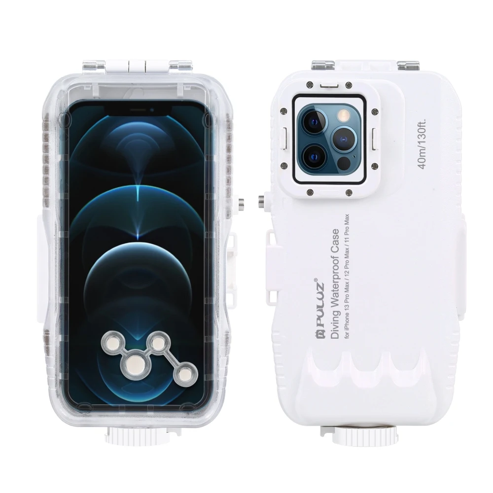 PULUZ 40m/130ft Waterproof Diving Housing Photo Video Taking Underwater Cover Case for iPhone 11 12 13 Pro Max 13 12 Pro 12 mini