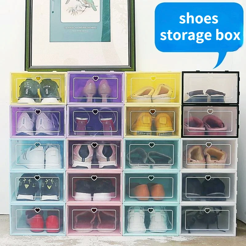 

6/set Transparent PP thick shoes storage box foldable dust-proof drawer organizer home decor pure color storage organizer unisex