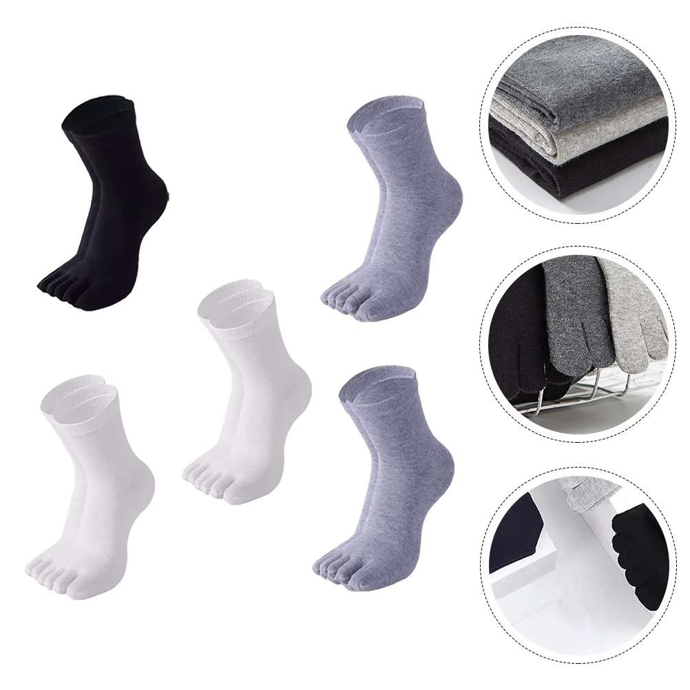 

Men's Five-Finger Cotton Socks Male Toe Absorbent Sweat Sports Running Calf Stocking