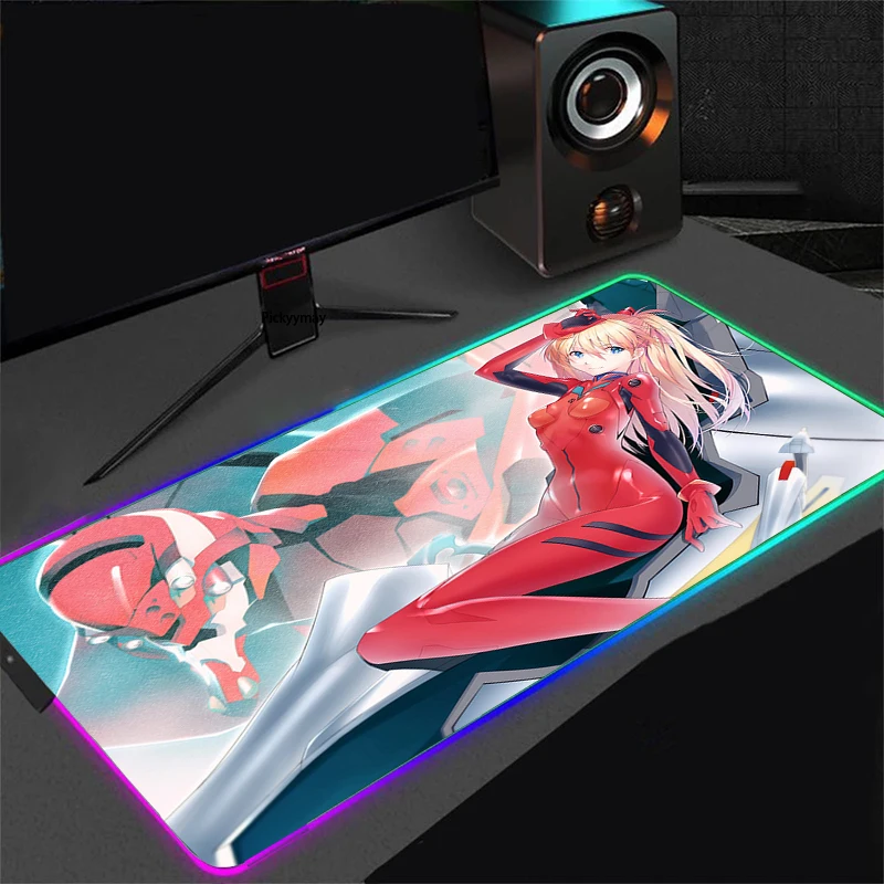 

Anime Large Mouse Pad Gaming RGB Mouse Pad Evangelion Desk Carpet Overlock Gamer LED Mouse Pad Laptops Gamer Gaming Backlight