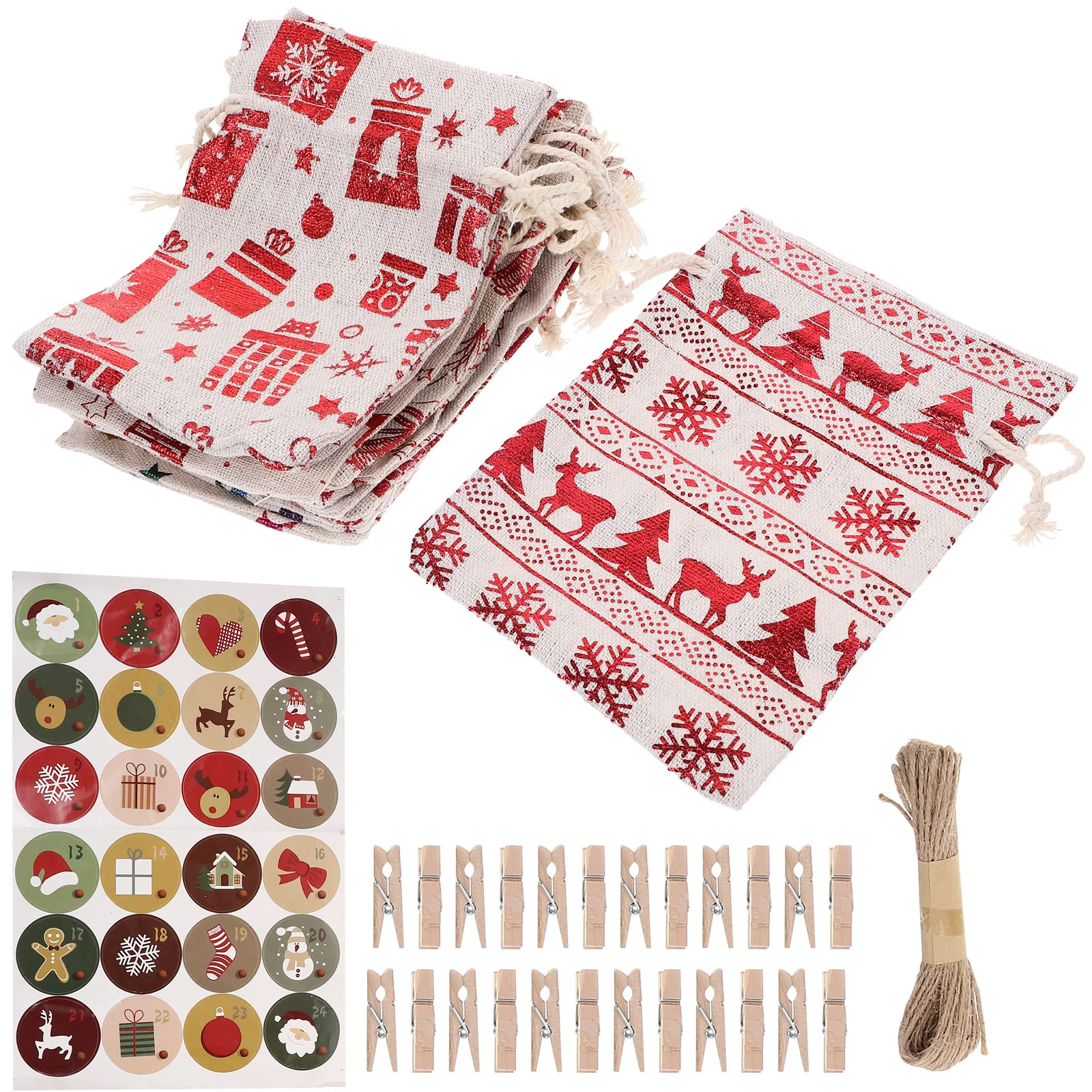 

Christmas Party Treat Bag Favors Bags Calendar Xmas Candy Sticker Festival Gift Baking Decorate