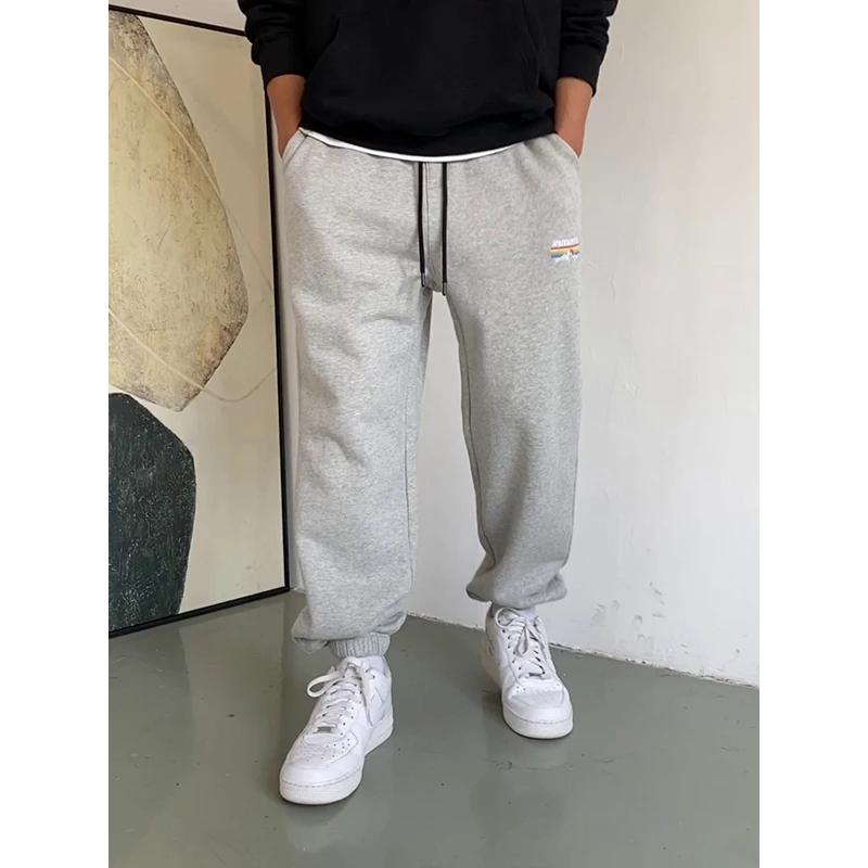 Брюки спортивные в стиле хип-хоп повседневные серые штаны для бега уличном
