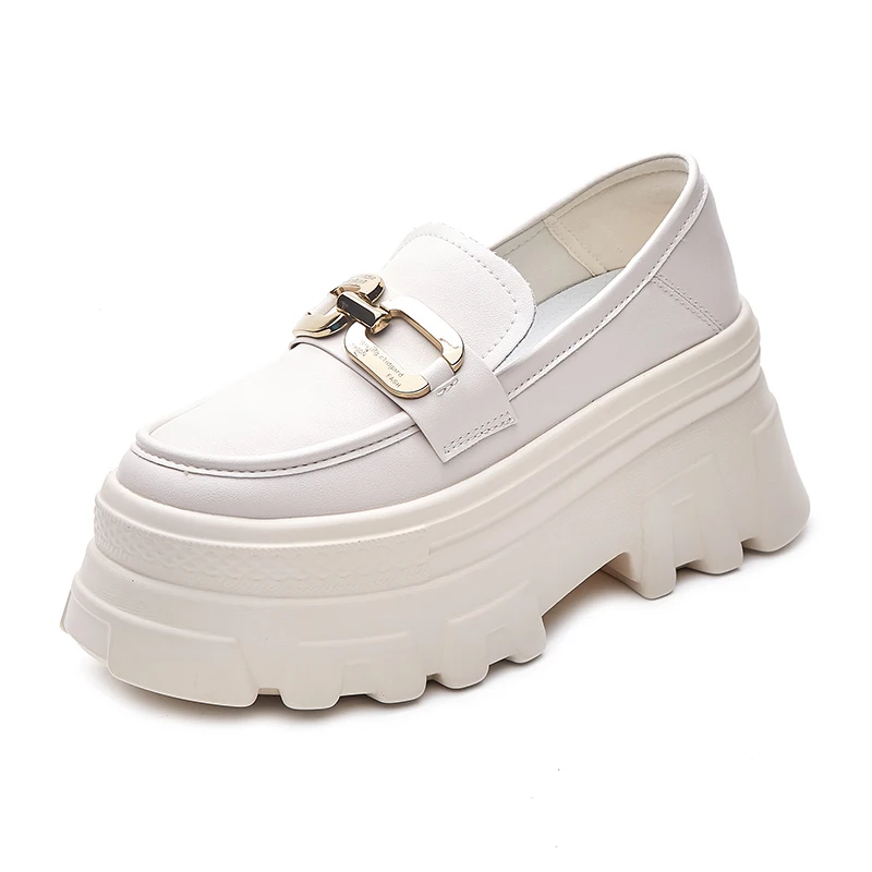 

Platform Designer Loafers Authentic Leather Shoes for Women 2022 High Heels Sexy Pumps Shoes Ladies Chunky Wedding Luxury Loafer