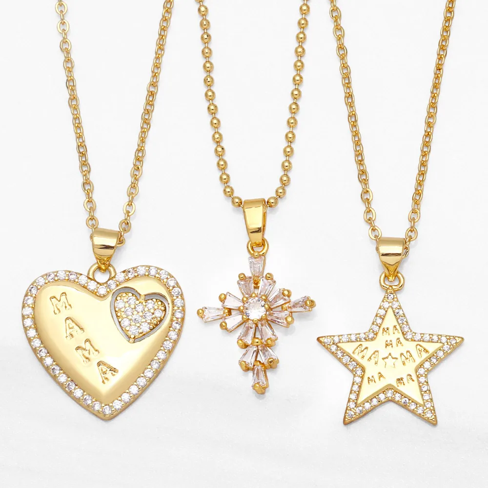 

WANGAIYAO2022 new letter MAMA love short collarbone chain necklace female pentagram cross necklace anniversary gift jewelry