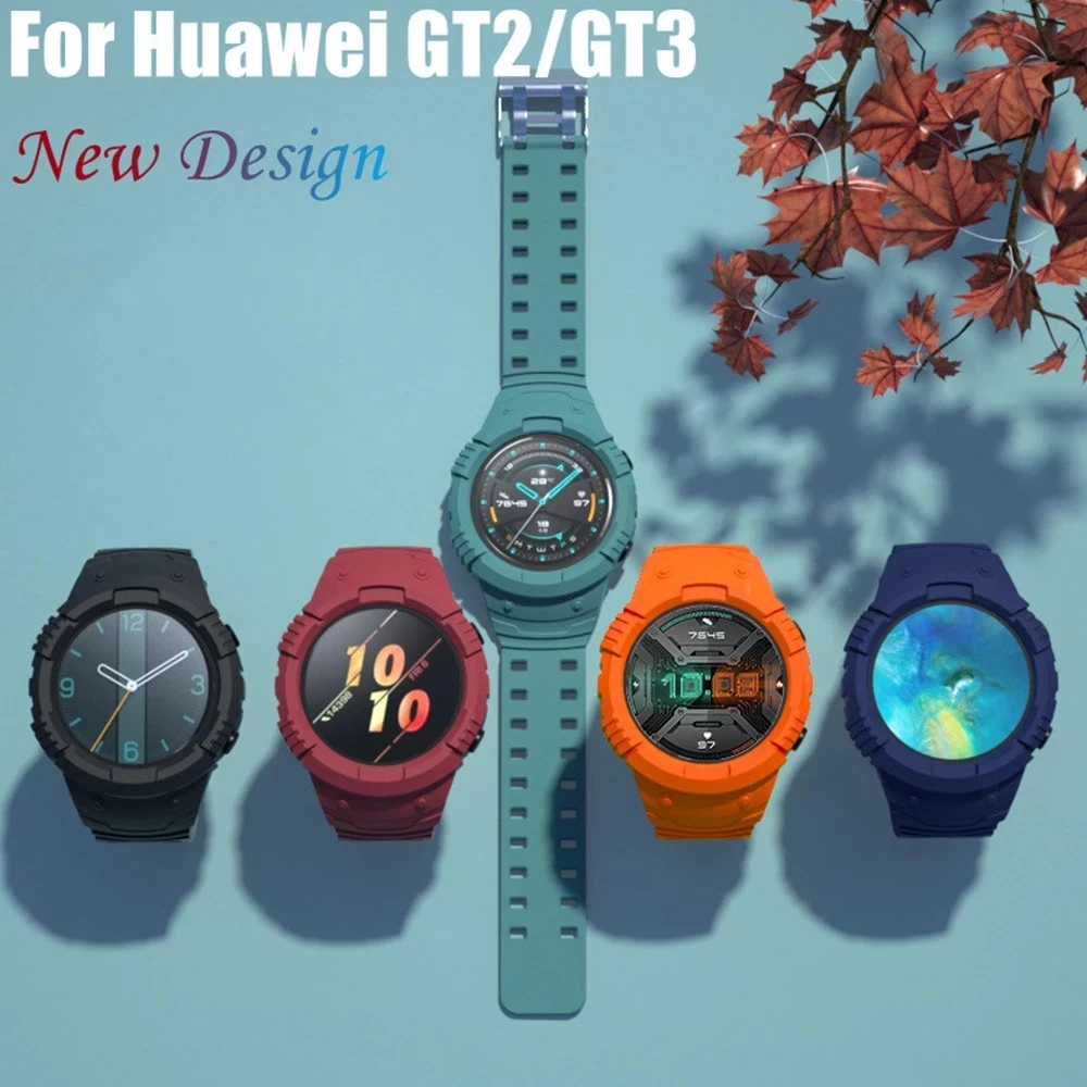 Silicone Strap + Cover For Huawei Watch GT3 GT2 42MM 46MM GT2E Bracelet Watch Band Case For Huavei Watch 3 Pro Honor GS GT3 Pro