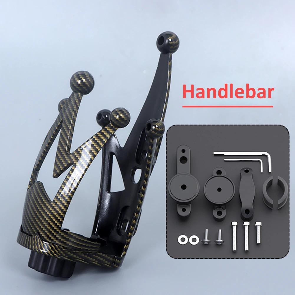 

Motorcycle Water Bottle Holder Aluminum Alloy Handlebar Kettle Holder Crown Shape Adjustable Drink Holder for Bicycle E-Bike