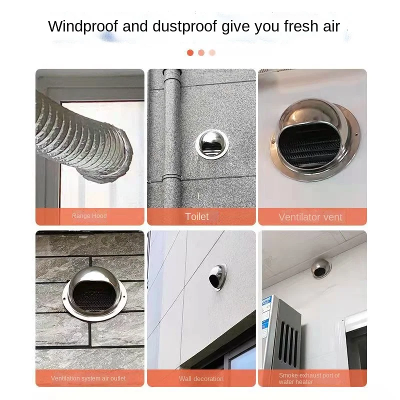 Stainless Steel Hood Smoke Exhaust Pipe Exterior Wall Vent PVC Air Outlet Anti-bird and Rain-proof Windproof Cover |