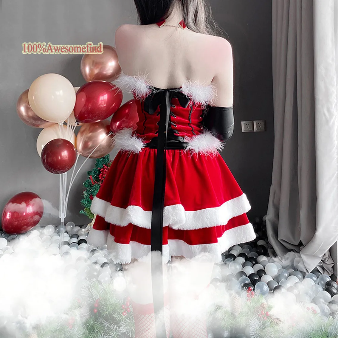2022 женский Рождественский костюм Санта Клауса для косплея сексуальное нижнее